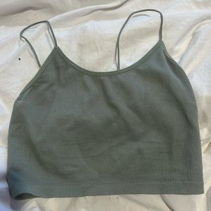 Green and beige cropped tank top